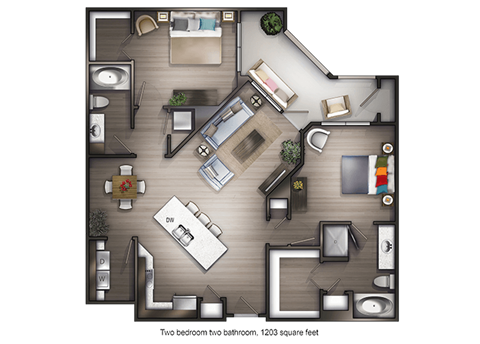 2 bedroom 2 bathroom Dahlia Floor Plan at Avenue C, Billings, Montana